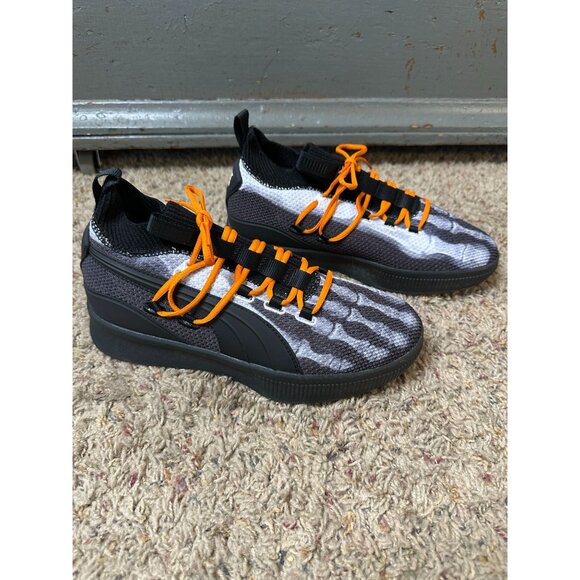 Puma Court Disrupt Clyde Skeleton Mens Sneakers Black Orange Lace-Up 8.5 - Picture 2 of 7